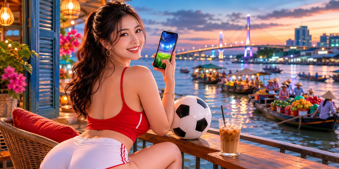 Người dùng tại Cần Thơ xem thông tin cược bóng đá khi uống cà phê buổi sáng