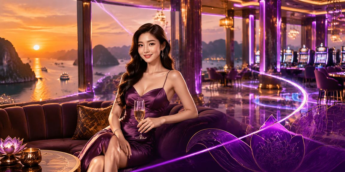 Ánh đèn neon rực rỡ tại vịnh Hạ Long phản chiếu không khí VIP casino